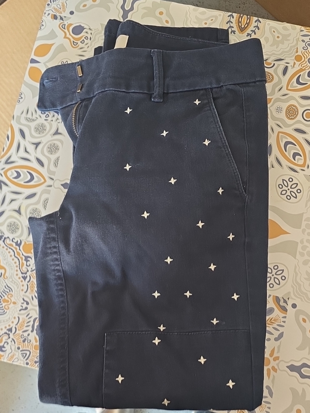 American Eagle Outfitters Navy Skinny Jeans with White Star Embroidery
